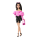 Barbie Deluxe Style Modelka v topu s odhalenými rameny a sukni JJN76