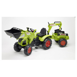 Falk Šlapací traktor CLAAS AXOS 330 1010Y s nakladačem, rypadlem a vlečkou