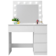 Aga Toaletní stolek se zrcadlem, osvětlením a el.zásuvkou Lesklý bílý