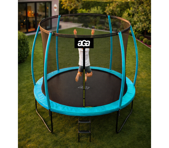 Aga SPORT EXCLUSIVE Trampolína 250 cm Světle modrá + ochranná síť + žebřík - II. JAKOST