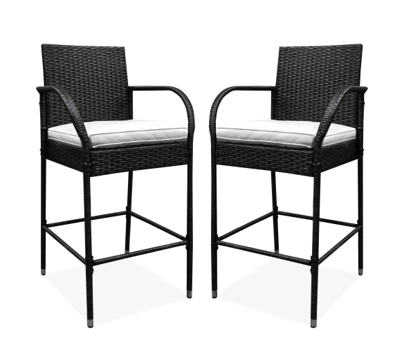 Aga 2x Ratanová barová židle s područkami Bílá