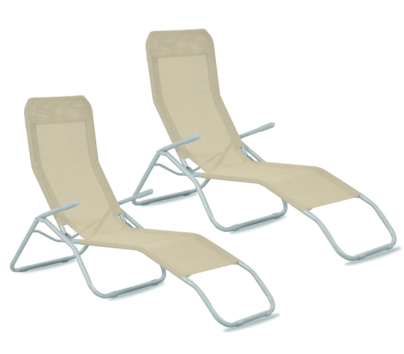 Aga 2x Zahradní lehátko SIESTA Béžové