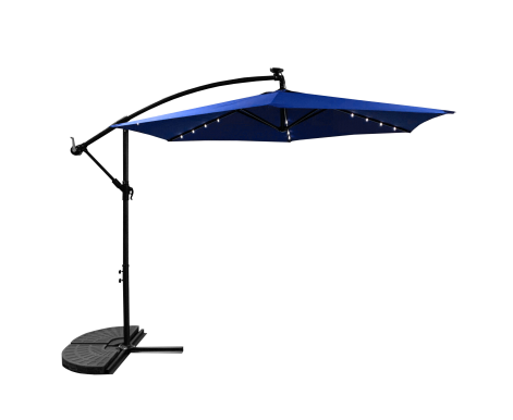 Aga Zahradní slunečník 300 cm Tmavě modrý s LED osvětlením