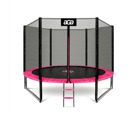 Aga Trampolína 305 cm Růžová + ochranná síť + žebřík 6SAF027 - II. JAKOST