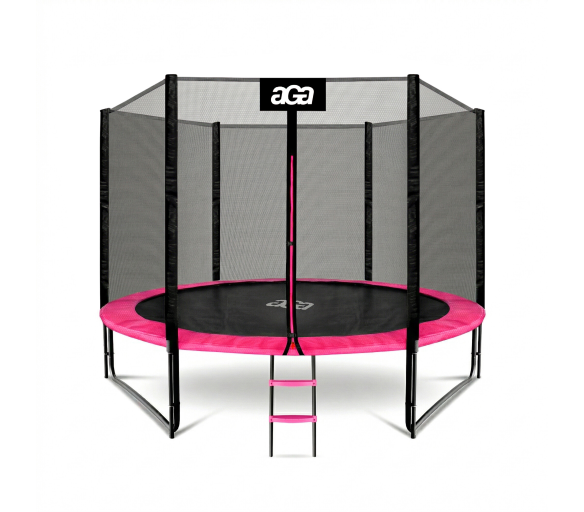 Aga Trampolína 305 cm Růžová + ochranná síť + žebřík 6SAF027 - II. JAKOST