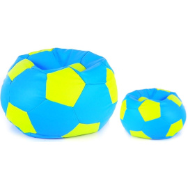 Aga Sedací pytel BALL XXXL Světle zelená - Světle modrá + podnožník