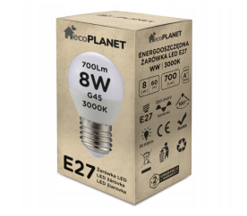LED žárovka E27 - G45 - 8W - 700lm - teplá bílá