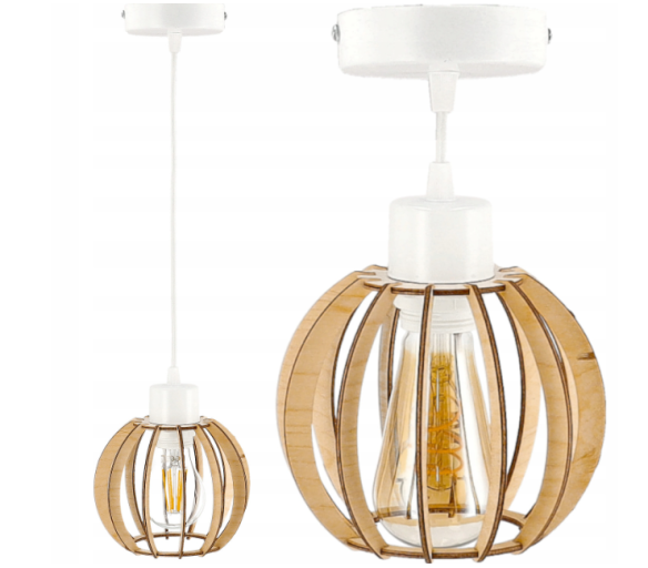 LED stropní svítidlo - 1xE27 - WHITE WOOD BALL