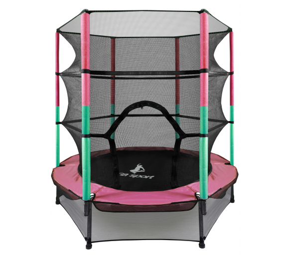 Aga Dětská trampolína 140 cm Pink/Dark Green + ochranná síť