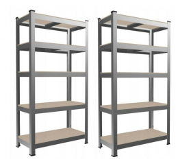 Aga 2x Kovový regál 180x90x30 cm 5 polic