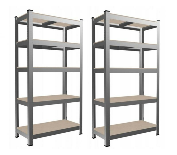 Aga 2x Kovový regál 180x90x30 cm 5 polic