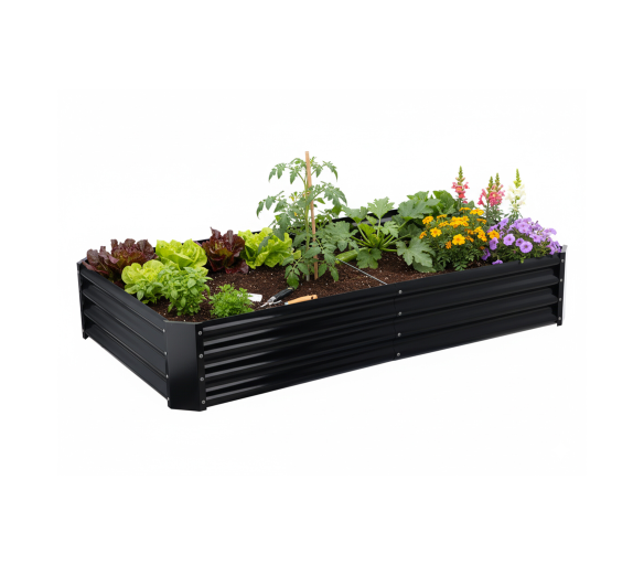 Aga Vyvýšený záhon 240x120x30 cm pozinkovaná ocel Černý