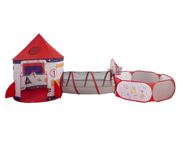 Aga4Kids Dětský hrací stan s prolézacím tunelem Raketa
