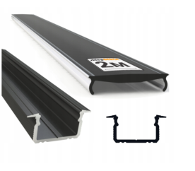 Hliníkový profil pro LED pásky OXI-Zx zapuštěný 2m černý + černý difuzor