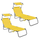 Aga 2x Zahradní polohovací lehátko se stříškou Žluté