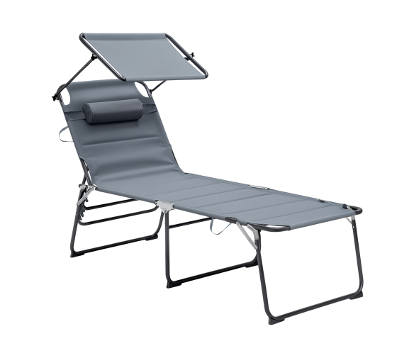 Aga Zahradní lehátko XXL se stříškou Šedé 2DAZ589 - II. JAKOST