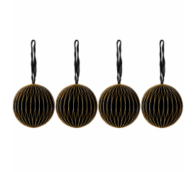 Aga Vánoční papírové baňky 7 cm 4 ks Černé