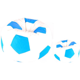 Aga Sedací pytel BALL XXXL Modrá - Bílá + podnožník