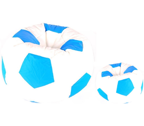 Aga Sedací pytel BALL XXXL Modrá - Bílá + podnožník