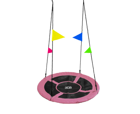 Aga Závěsný houpací kruh 90 cm Růžový s vlajkami