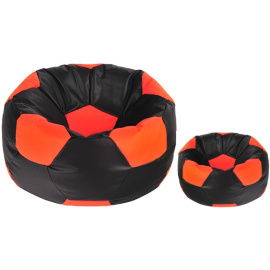 Aga Sedací pytel BALL XXXL Oranžová - Černá + podnožník - HLEDAT