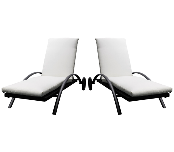 Aga 2x Zahradní polohovací lehátko LOUNGE polyratan Černé
