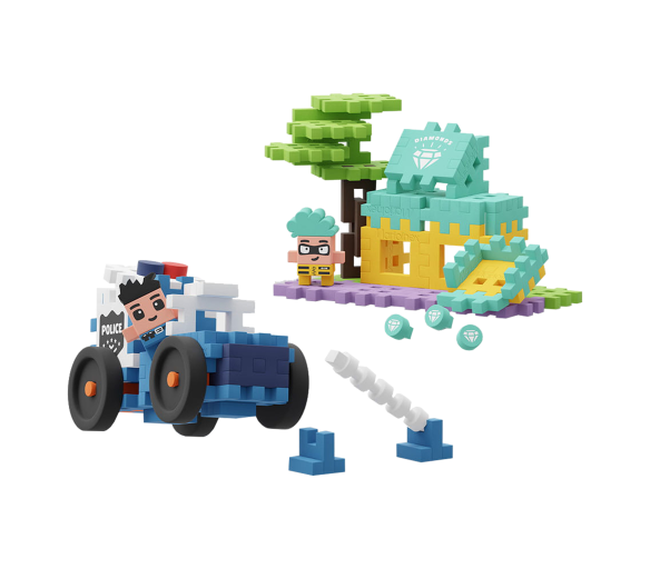 Marioinex MINI WAFFLE Policejní auto a zlatnictví 80ks