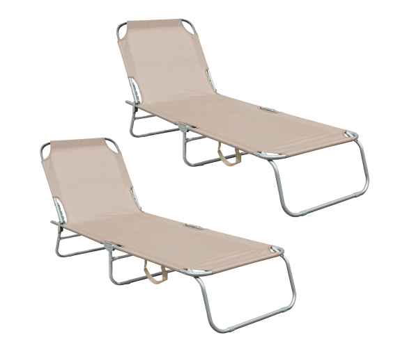 Aga 2x Zahradní polohovací lehátko Béžové