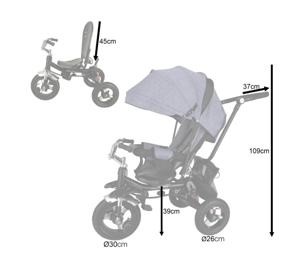 Tříkolka Šedá 2DZ102 - II. JAKOST
