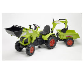 Falk Šlapací traktor CLAAS AXOS 330 WITH FRONT LOADER 1011Z s vlečkou