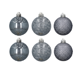 Aga Vánoční baňky MIX 6cm 10ks Šedé