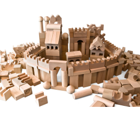 EkoToys Dřevěné kostky přírodní 220 ks XL 2DZ132 - II. JAKOST