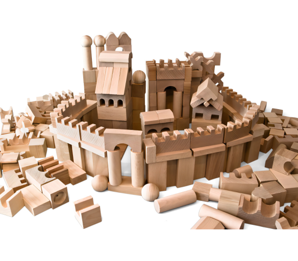 EkoToys Dřevěné kostky přírodní 220 ks XL 2DZ132 - II. JAKOST