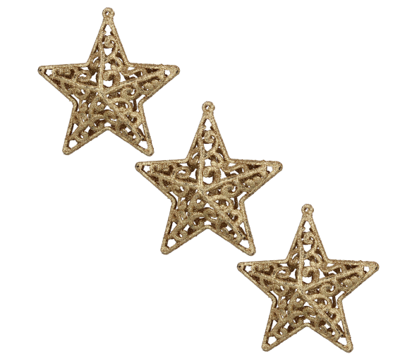 Aga Sada vánočních ozdob 3 ks Hvězda Zlatá