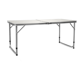 Aga Skládací kempingový stolek 120x60x54/60/70 cm Bílý