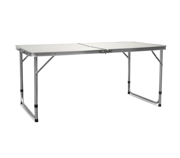 Aga Skládací kempingový stolek 120x60x54/60/70 cm Bílý