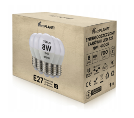 5x LED žárovka E27 - G45 - 8W - 700lm - neutrální bílá