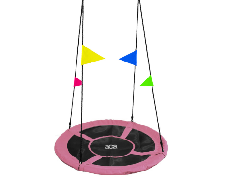 Aga Závěsný houpací kruh 110 cm Růžový s vlajkami