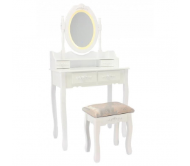 Aga Toaletní stolek LED se zrcadlem + taburetem