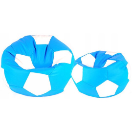 Aga Sedací pytel BALL XXXL Bílá - Světle Modrá + podnožník