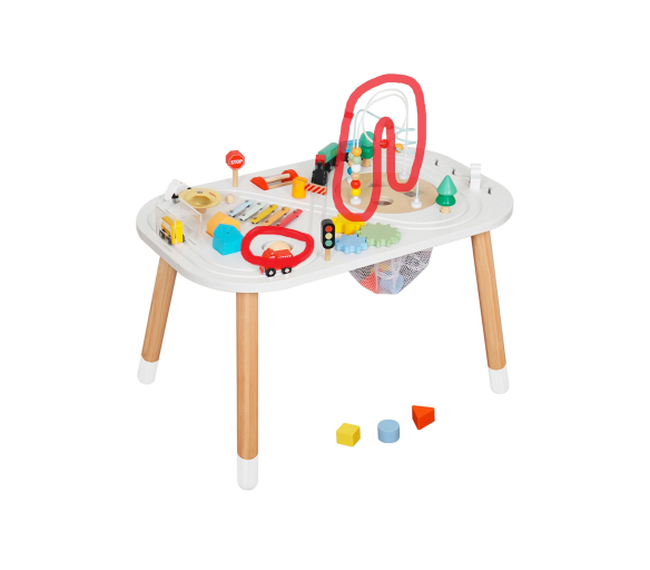 Aga4Kids Dětský montessori stůl s aktivitami a vláčkodráhou 2DZ249 - II. JAKOST