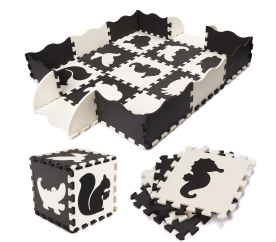 Aga Kontrastní pěnové puzzle 30 x 30 cm, 25 ks Černá-krémová