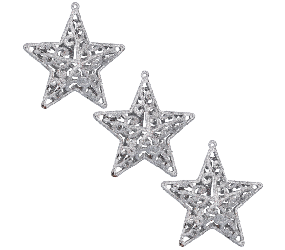 Aga Sada vánočních ozdob 3 ks Hvězda Stříbrná