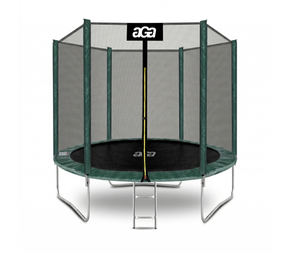 Aga SPORT TOP Trampolína 250 cm Tmavě zelená + ochranná síť + žebřík