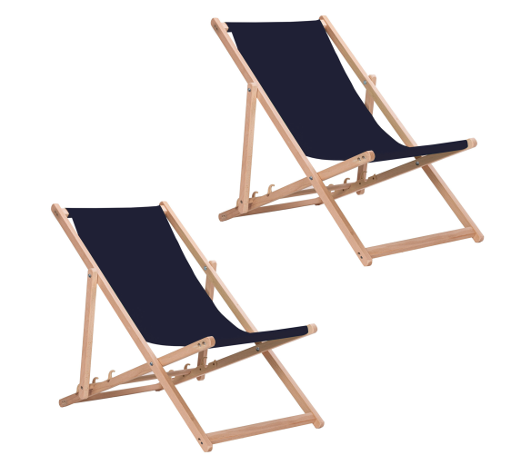 Aga 2x Dřevěné skládací lehátko Tmavě modré