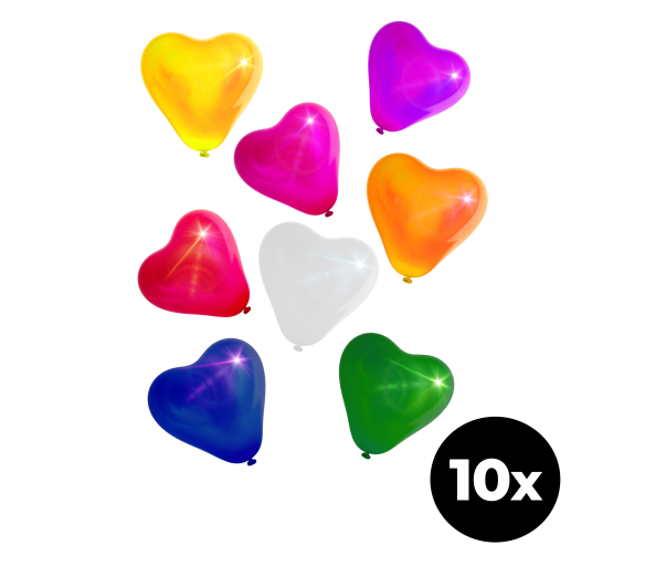 Aga4Kids Latexový balónek Srdce s LED diodou mix barev 25 cm 10ks