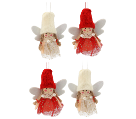 Aga Sada vánočních ozdob 4 ks Andílci s čepicí