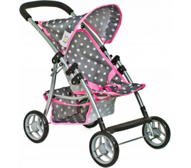 Doris Sportovní kočárek pro panenky 9304 Šedo - Růžový