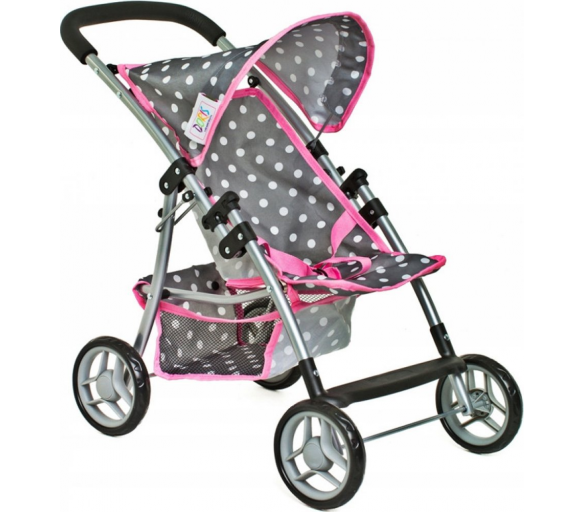 Doris Sportovní kočárek pro panenky 9304 Šedo - Růžový