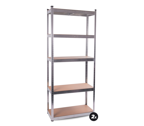 Aga 2x Kovový regál 174x75x30 cm 5 polic